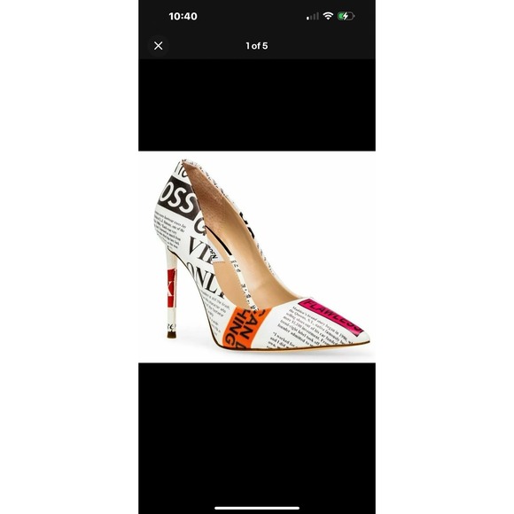 Steve Madden Shoes - Steve Madden Daisie Black Newsprint Vala Pumps, 8M HTF‎